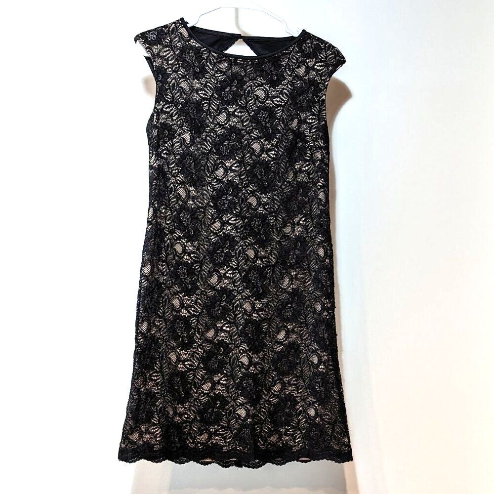 Maggy London Black Lace Illusion Dress, size 8